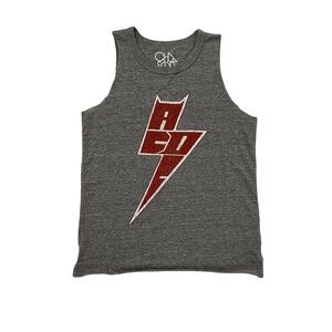 Chaser AC/DC Muscle Tank Top Lightening Bolt Unisex Graphic Heathered Streaky